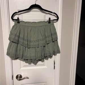 AE Olive Green Tiered lacy Women's Skort